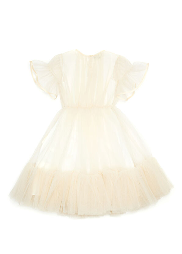 Fendi Bej Nakışlı Kız Çocuk Tül Elbise - 2