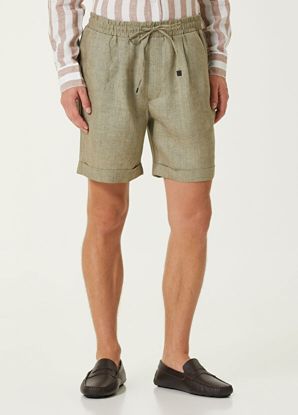 Beymen Club Light Khaki Linen Shorts - 2