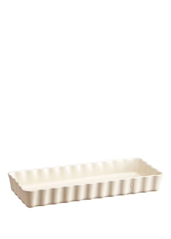 Emile Henry Ecru Ceramic Rectangular Quiche and Pie Baking Dish 36.5x15 cm - 1