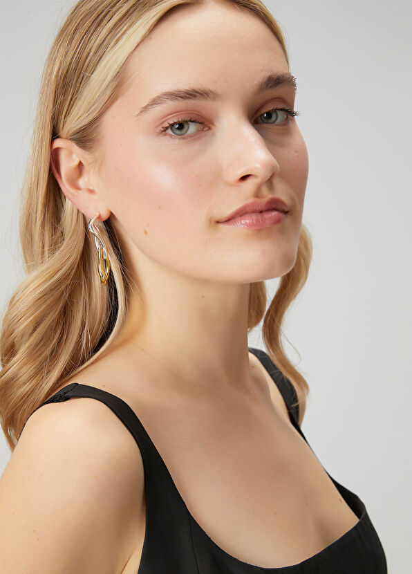 Beymen Club Gold Silver Kıvrımlı Kadın Küpe - 2