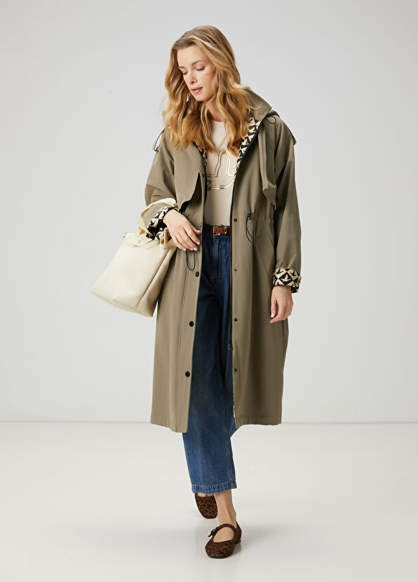 Beymen Club Khaki Hooded Overcoat - 1