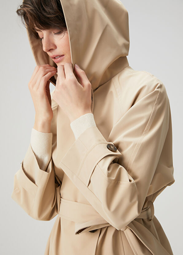 Beymen Club Beige Hooded Trench Coat - 2