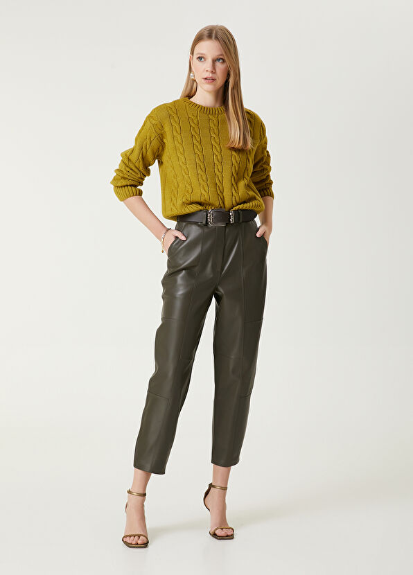 Beymen Club Haki Deri Pantolon - 1