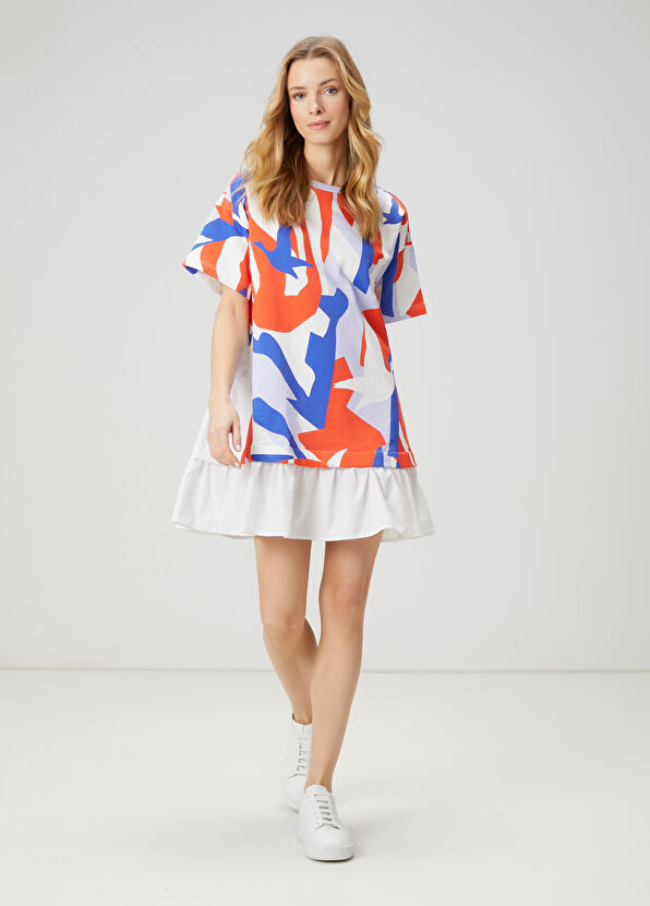 Beymen Club Kırmızı Mavi Desenli Mini Elbise - 3