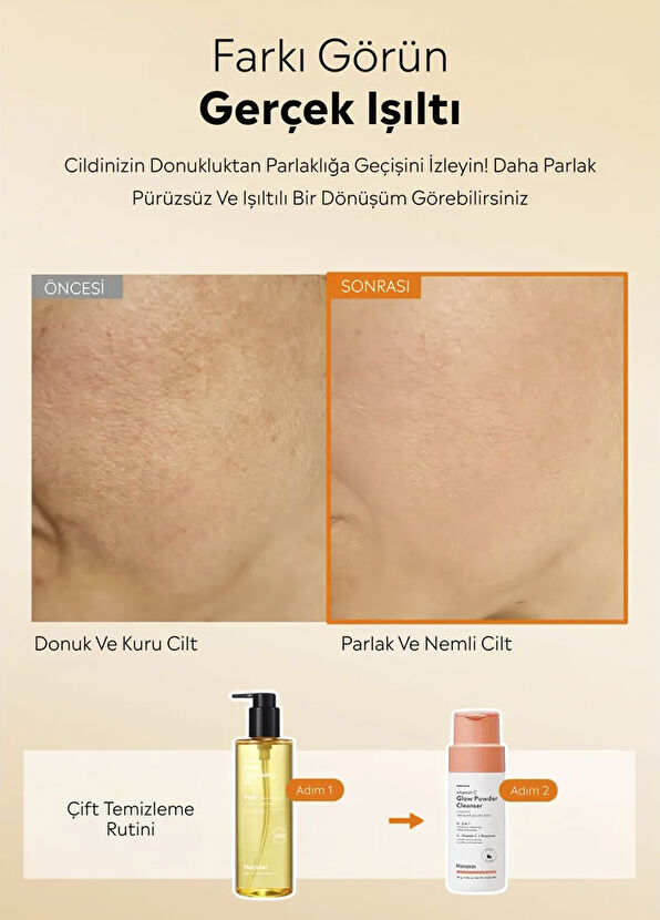 Hanskin Vitamin C Glow Powder Cleanser C Vitaminli Aydınlatıcı Yüz Temizleyici Toz 70 gr - 4
