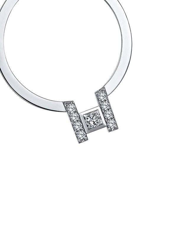 House of DIV Hub Küpe 18 Ayar Beyaz Altın Kadın Prılanta Küpe - 2