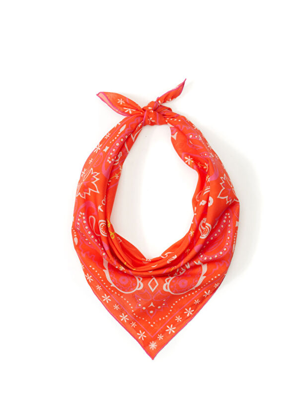 Beymen Club Turuncu Desenli Kadın Pamuk Bandana - 2