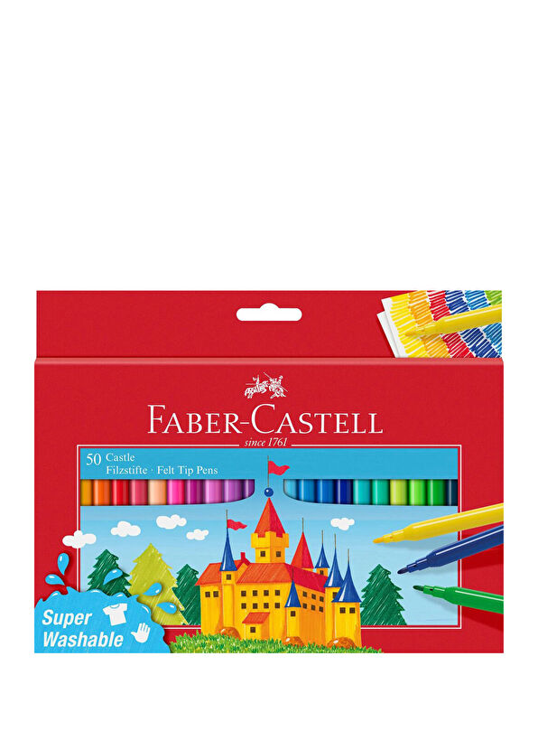Faber Castell Vivid and Lasting Colors Super Washable 50 Felt-Tip Pen - 1