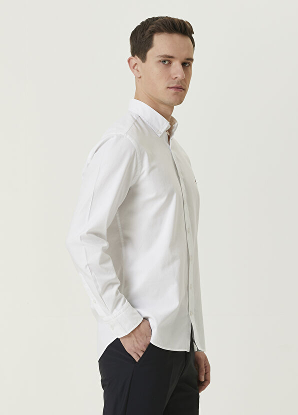 Beymen Club Slim Fit Beyaz Oxford Gömlek - 4