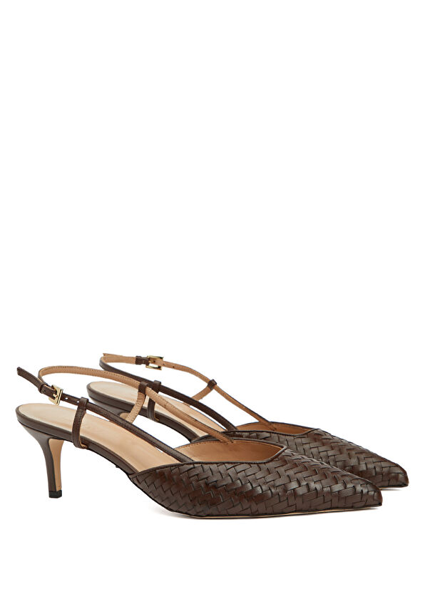 Beymen Club Brown Knit Textured Leather Pump - 2