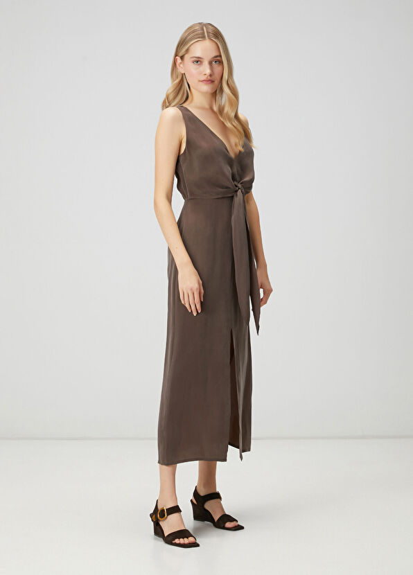 Beymen Club Brown Knot Detail Long Dress - 4