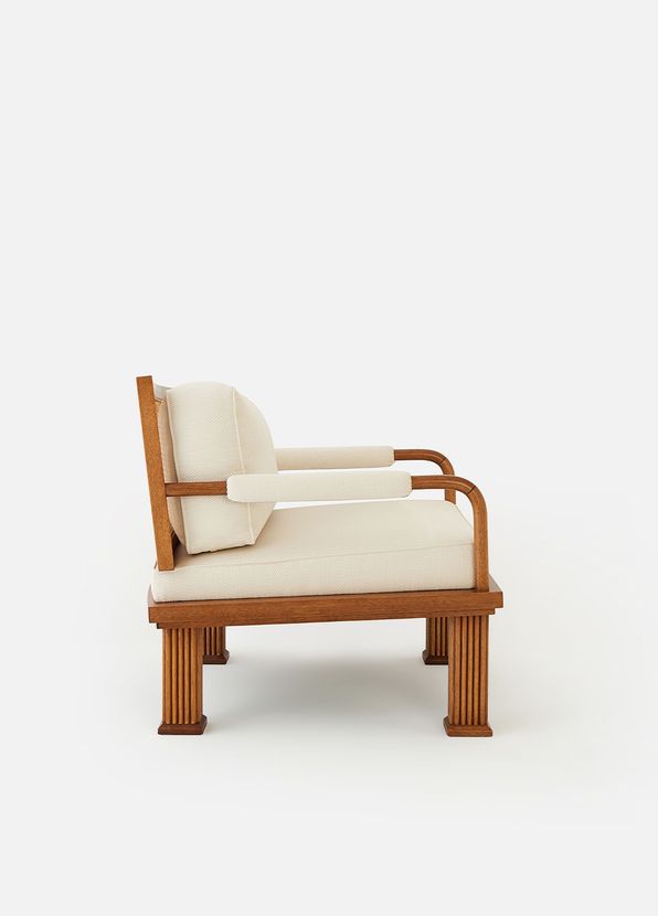 Alpaq Studio Rattan Detaylı Ceviz Lounge Tekli Koltuk - 3