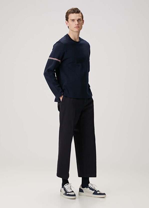 Thom Browne Lacivert Logo Jakarlı Uzun Kollu T-shirt - 2