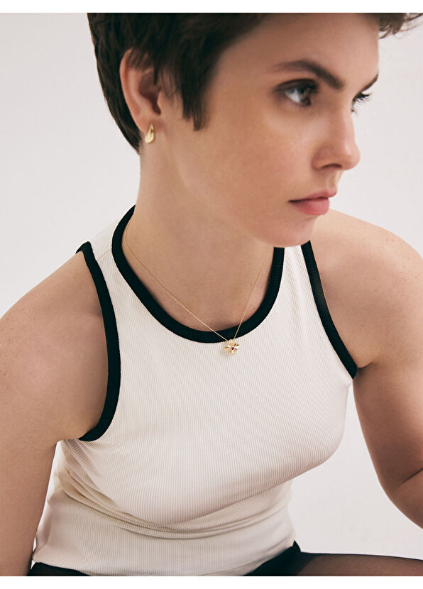 Orena Jewelry Ruby Lotus 14 Ayar Altın Kadın Kolye - 2