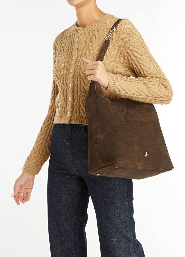 Beymen Club Brown Women's Suede Hobo Shoulder Bag - 2