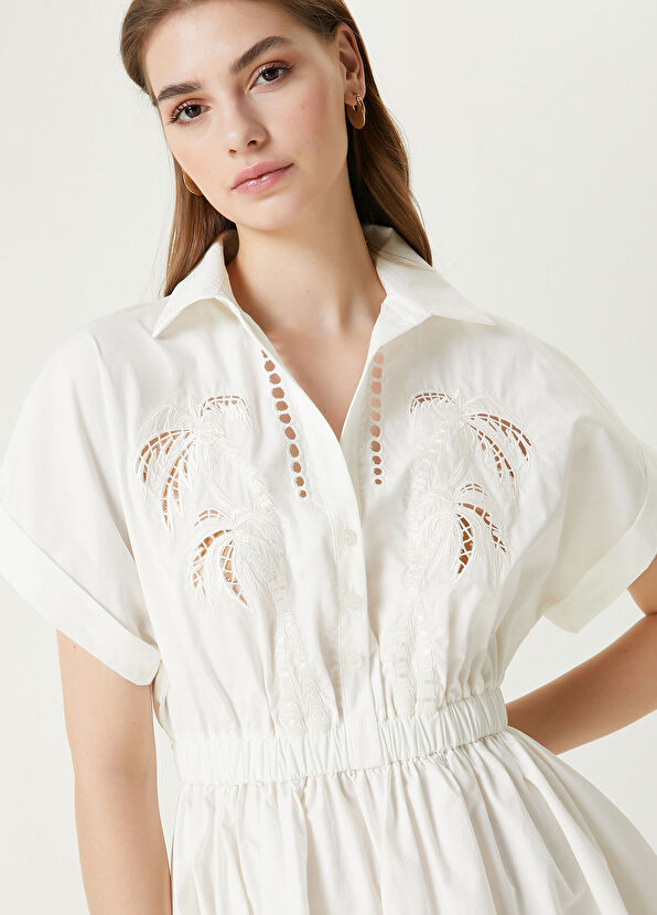 Beymen Club Beyaz Beli Büzgülü Mini Elbise - 2