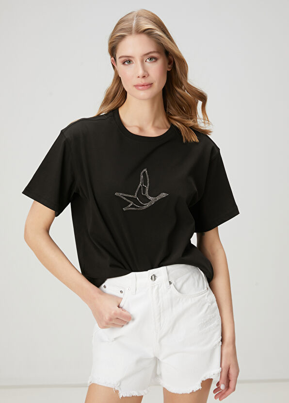 Beymen Club Black Stone Goose Logo T-Shirt - 1