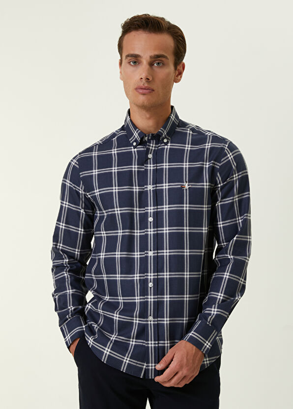 Beymen Club Comfort Fit Mavi Ekose Desenli Gömlek - 1