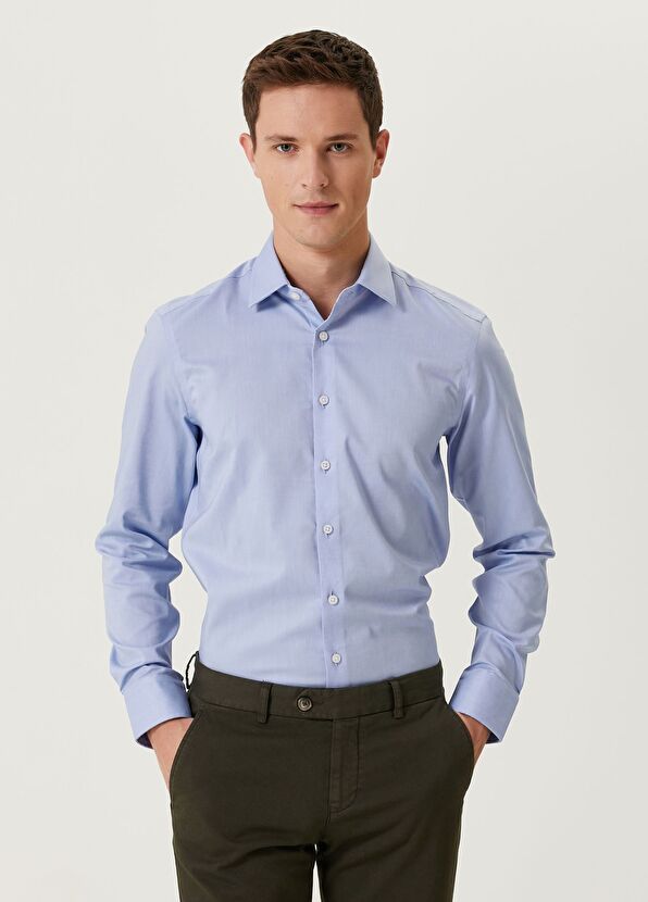 Beymen Club Slim Fit Mavi Non-iron Oxford Gömlek - 1