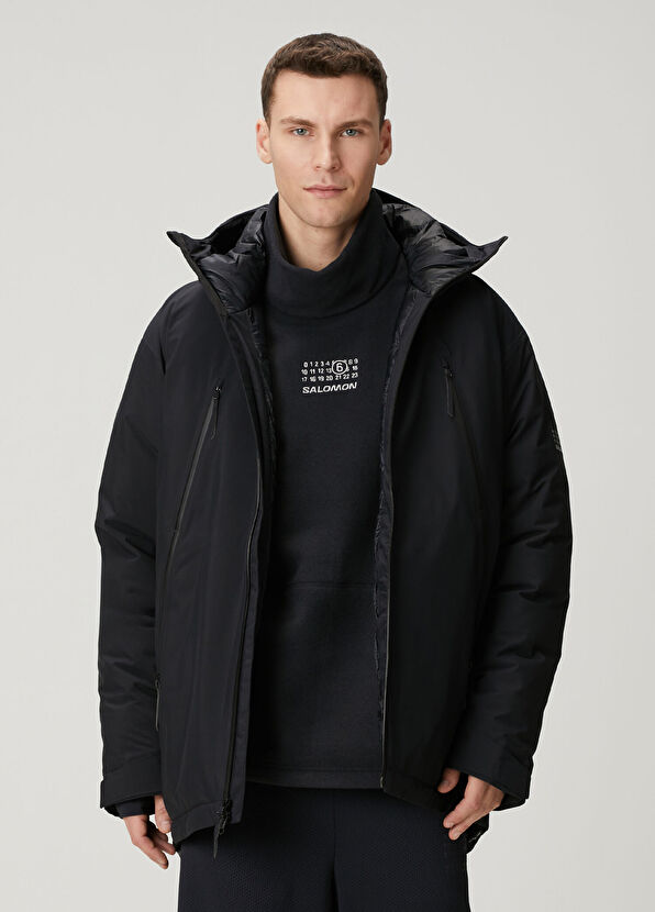 MM6 x Salomon Siyah Kapüşonlu Parka - 3