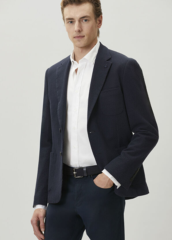 Beymen Club Navy Blue Embossed Jacket - 2