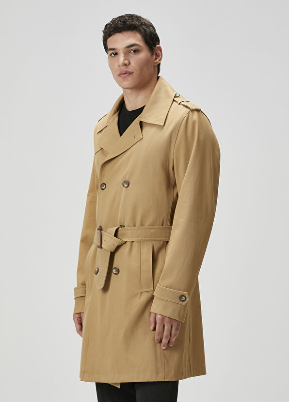 Beymen Club Beige Inner Vest Detailed Organic Cotton Overcoat - 4