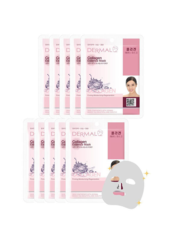 Dermal Collagen Extract Disposable Skin Care 10-Piece Face Mask - 2