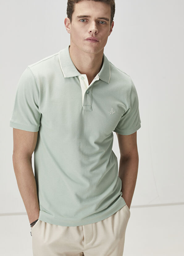 Beymen Club Basic Fit Green Polo Neck T-Shirt - 1