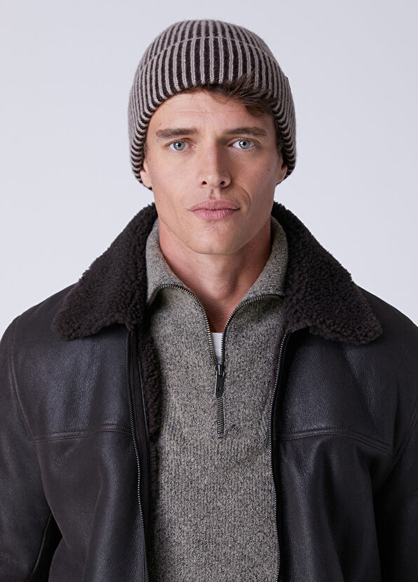 Beymen Club Beige Brown Men's Cashmere Blend Wool Beanie - 2