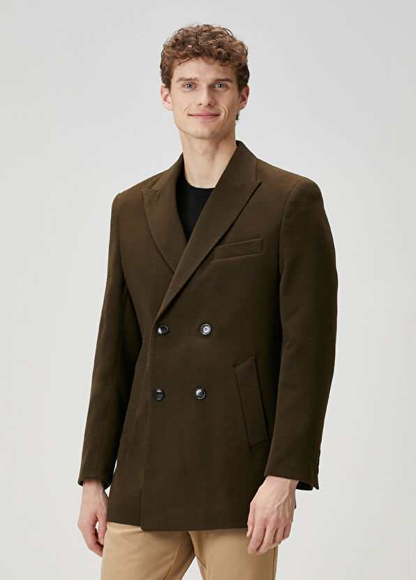 Beymen Club Khaki Double-Breasted Coat - 1