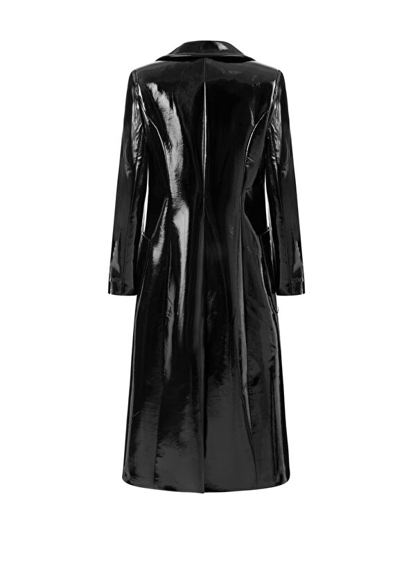 Feel The Lotus Janice Siyah Rugan Kadın Trençkot - 2