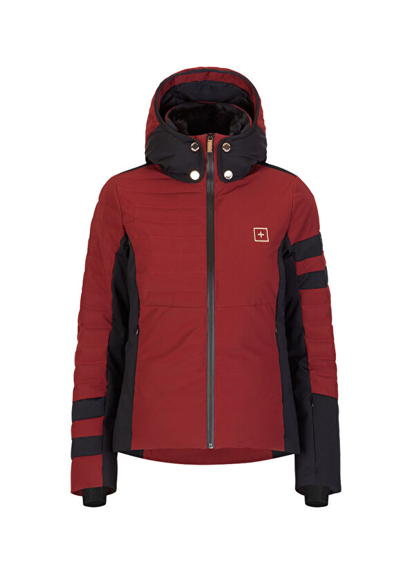 Onemore 201 Eco-Down Burgundy Hooded Women's Ski Jacket - 1