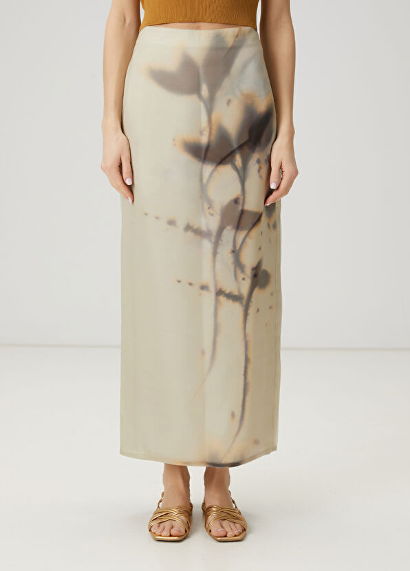 Beymen Club Ekru Çiçekli Maksi Organza Etek - 2