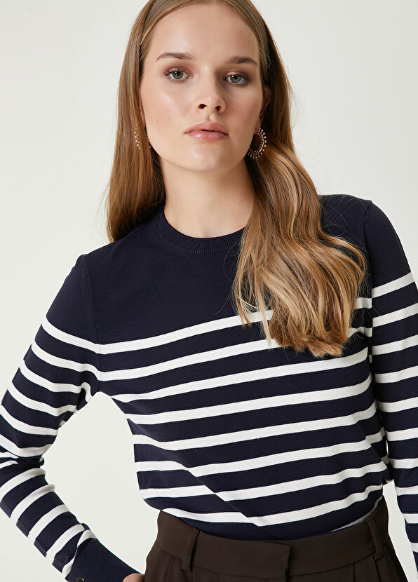 Beymen Club Lacivert Beyaz Çizgili Kazak - 2