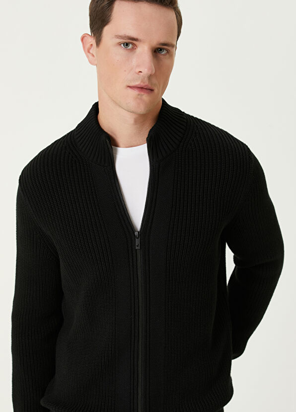 Black Rib Braided Cardigan Beymen Club Black Rib Braided Cardigan - 2