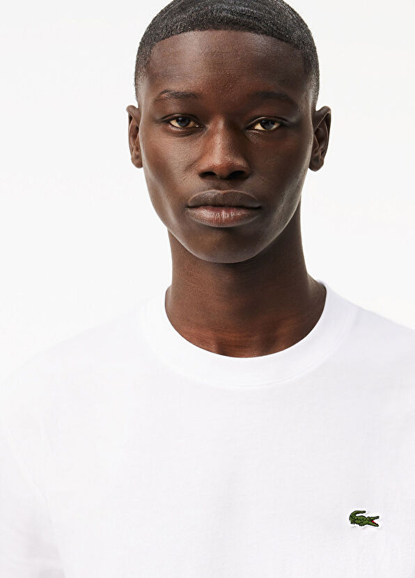 Beyaz Bisiklet Yaka Classic Fit Kısa Kollu Erkek T-shirt - Görsel 3