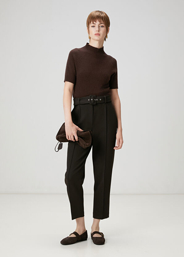 Beymen Club Dark Brown Belted Pants - 1