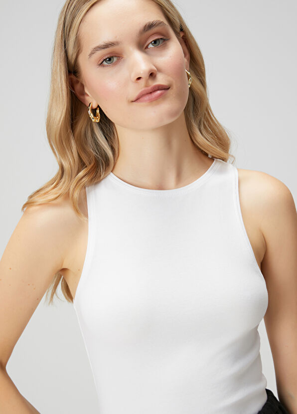 Beymen Club Off-White Racerback Basic Tank Top - 2