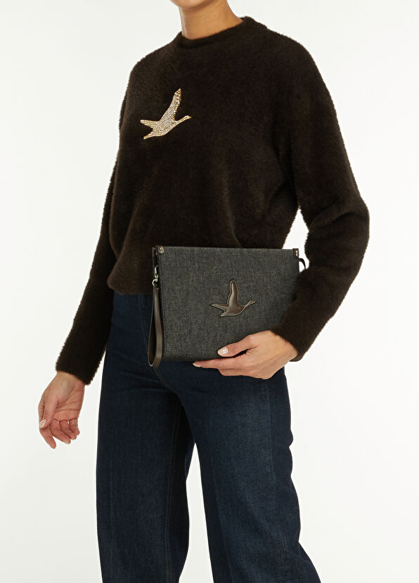 Beymen Club Navy Blue Embossed Logo Women's Hand Portfolio - 2