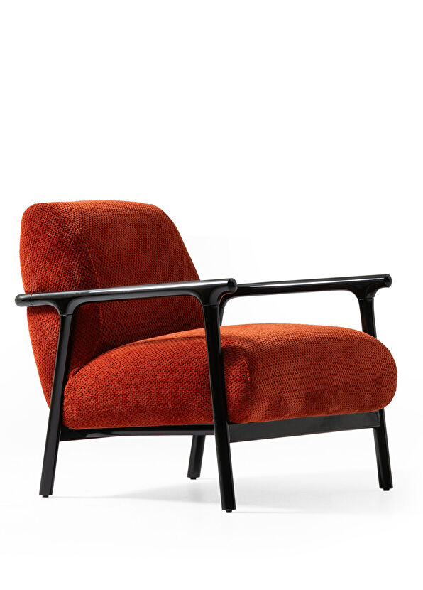 Saloni Boboli Arancio Turuncu Siyah Lake Ayaklı Berjer - 2