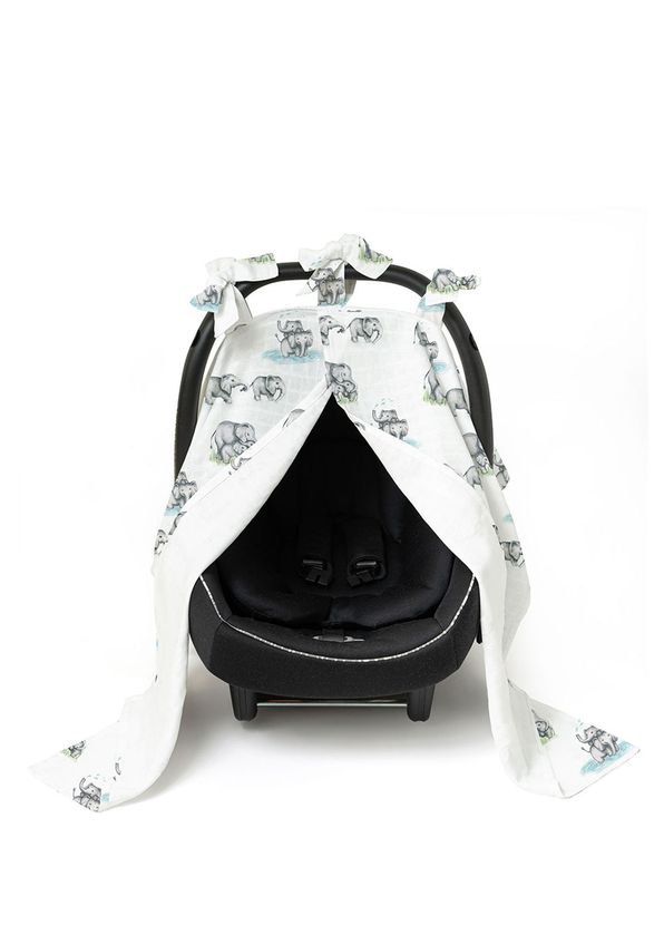 Deux Lapins Les Êlêphants Muslin Baby Stroller Cover - 2