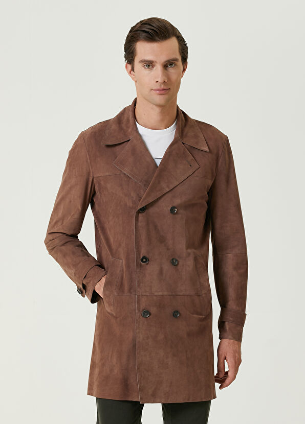 Beymen Club Mink Suede Double-Breasted Overcoat - 2