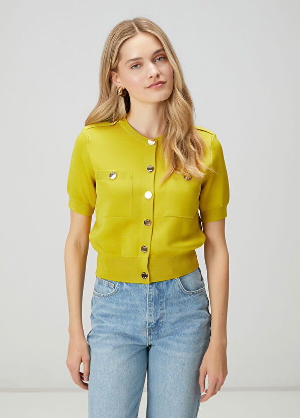 Beymen Club Neon Sarı Kutu Formlu Triko Ceket - 4