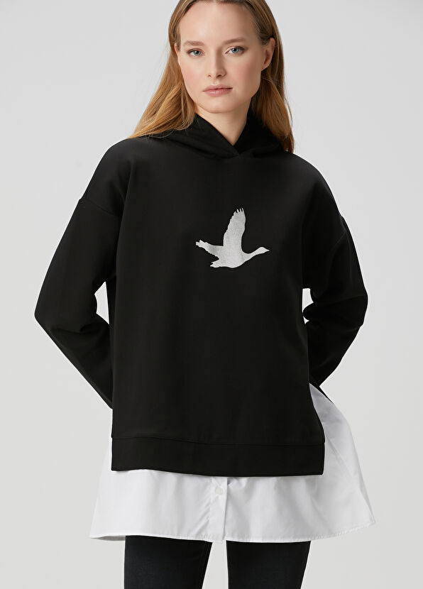 Beymen Club Black Metallic Logo Hoodie - 4