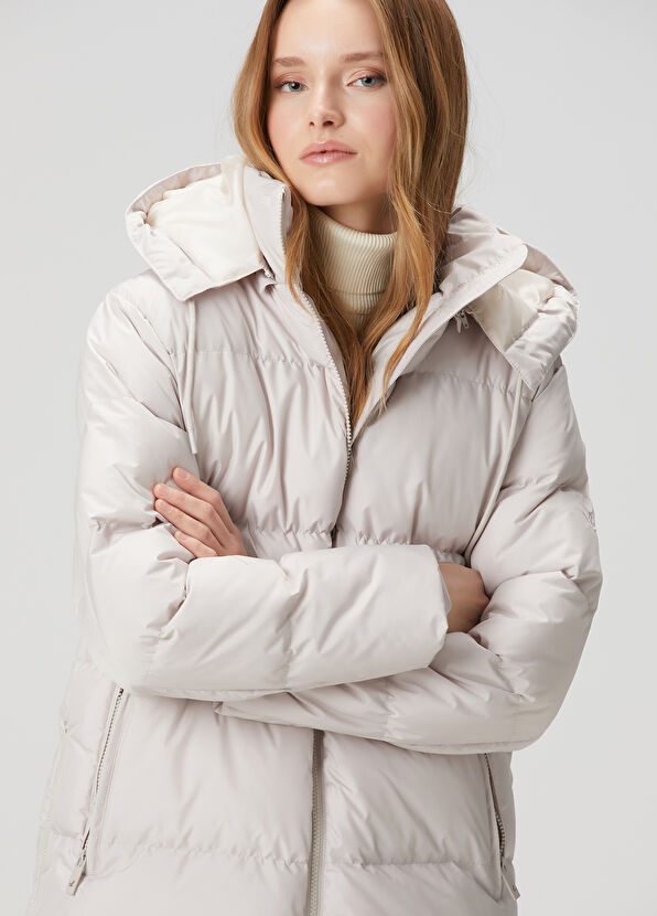 Beymen Club Light Grey Hooded Puff Coat - 1