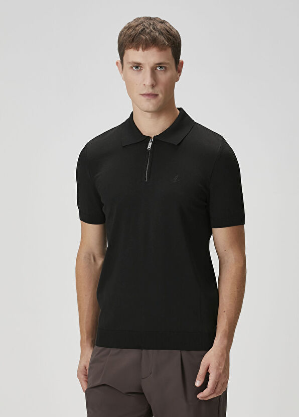 Beymen Club Siyah Polo Yaka Kısa Kollu Triko - 1