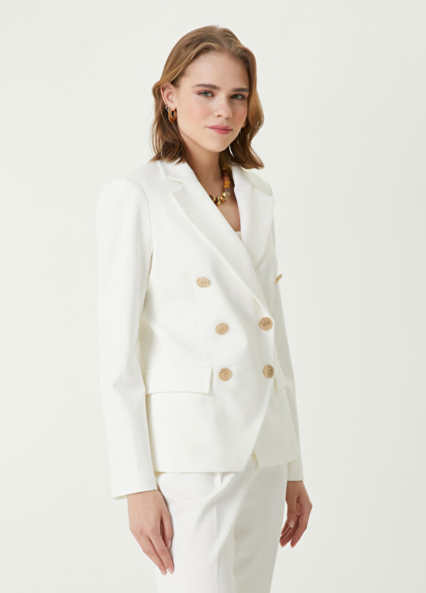 Beymen Club Off White Double Breasted Blazer - 1