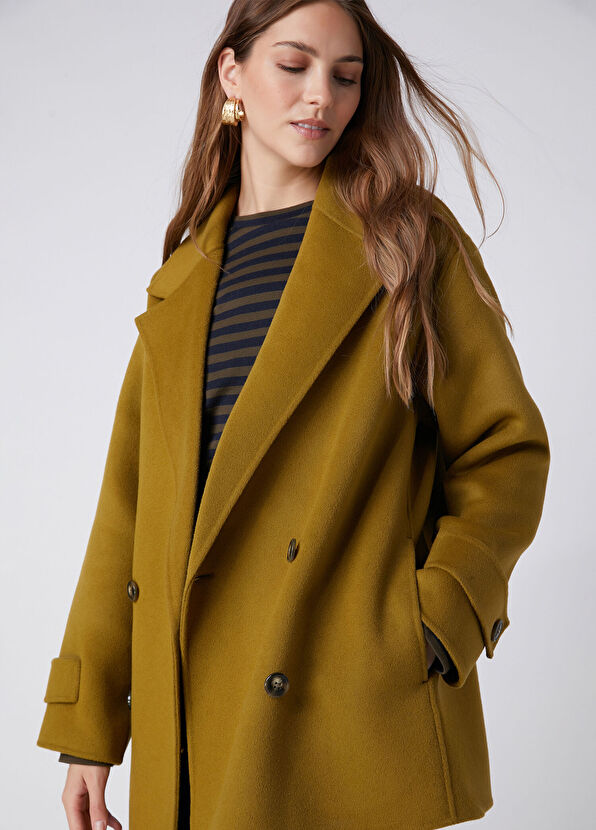 Beymen Club Handmade Green Double-Breasted Wool Short Jacket - 2