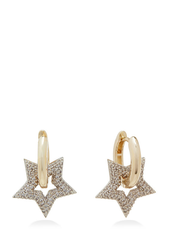 Beymen Club Gold Silver Yıldız Formlu Kadın Zirkon Halka Küpe - 1