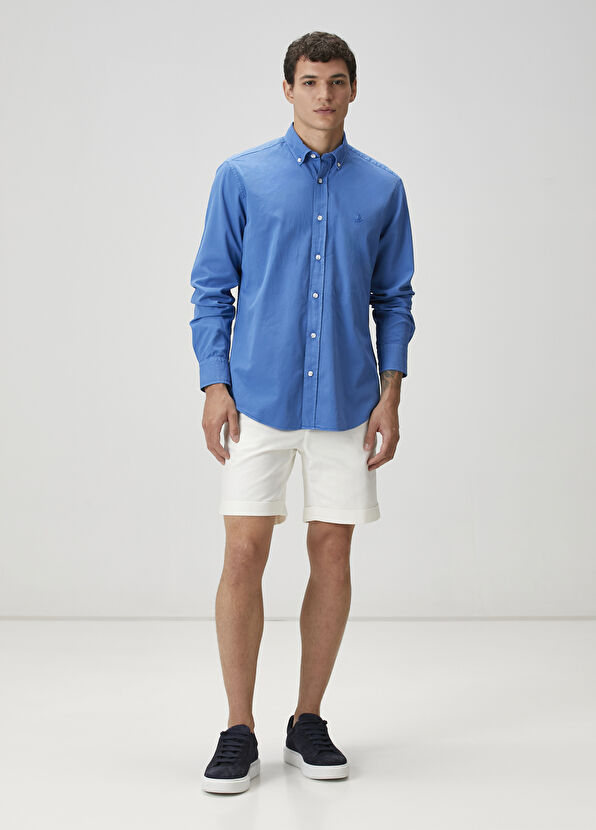 Beymen Club Comfort Fit Mavi Gabardin Doku Gömlek - 2